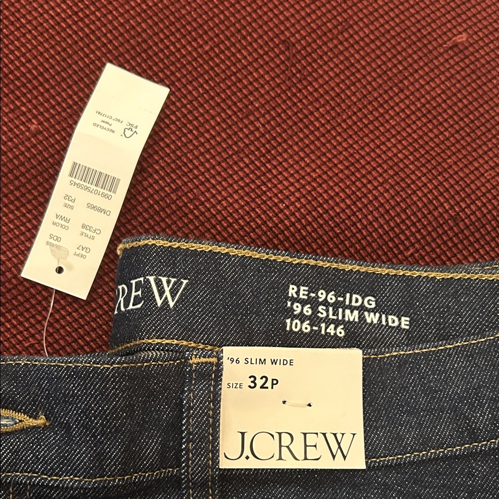 J. Crew womens Slim wide leg Jeans - Deep Indigo. 32P ankle length cropped